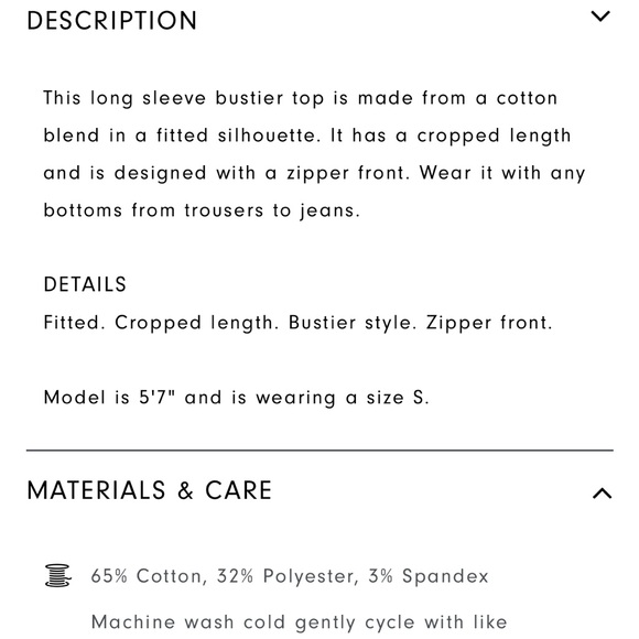 Oak and Fort LONG SLEEVE BUSTIER TOP - Picture 7 of 11